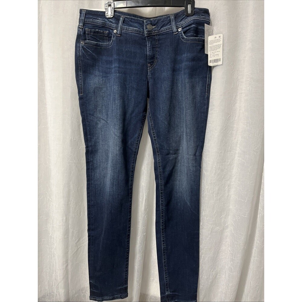 Silver Jeans Co. Women's Suki Mid Rise Curvy Fit Slim Skinny Jeans Size 34